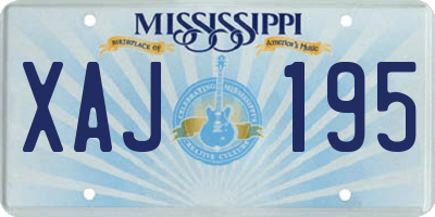 MS license plate XAJ195