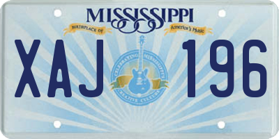MS license plate XAJ196