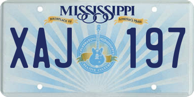 MS license plate XAJ197