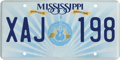 MS license plate XAJ198
