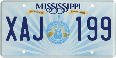 MS license plate XAJ199
