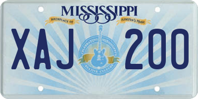 MS license plate XAJ200