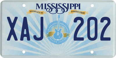 MS license plate XAJ202