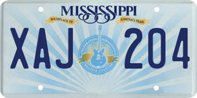 MS license plate XAJ204