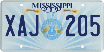 MS license plate XAJ205