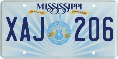 MS license plate XAJ206