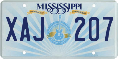 MS license plate XAJ207