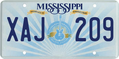 MS license plate XAJ209