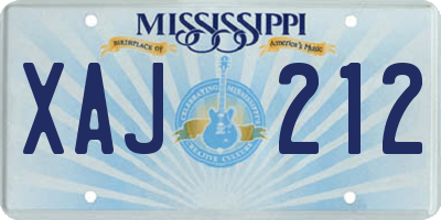 MS license plate XAJ212