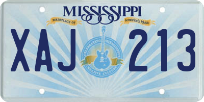 MS license plate XAJ213