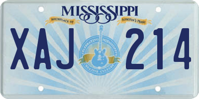 MS license plate XAJ214