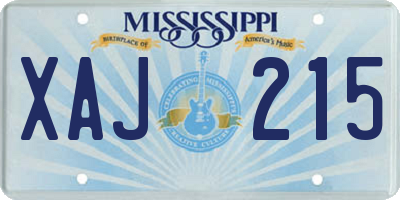MS license plate XAJ215