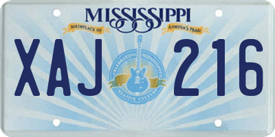 MS license plate XAJ216