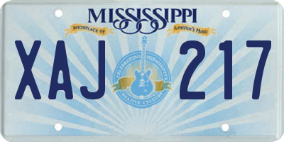 MS license plate XAJ217