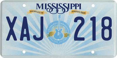 MS license plate XAJ218