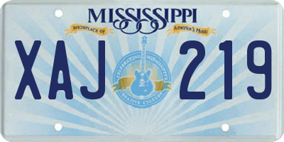 MS license plate XAJ219