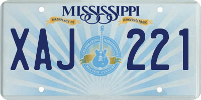 MS license plate XAJ221