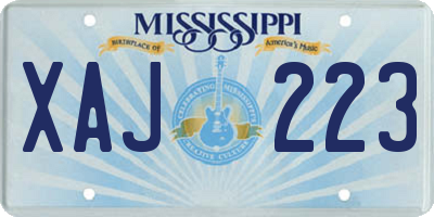 MS license plate XAJ223