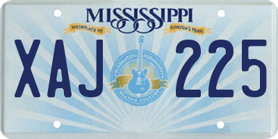 MS license plate XAJ225