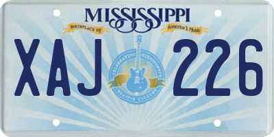 MS license plate XAJ226