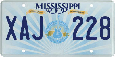 MS license plate XAJ228