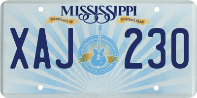 MS license plate XAJ230