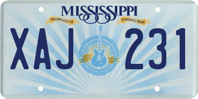 MS license plate XAJ231