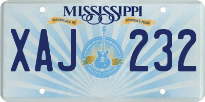 MS license plate XAJ232