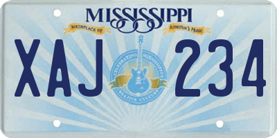 MS license plate XAJ234