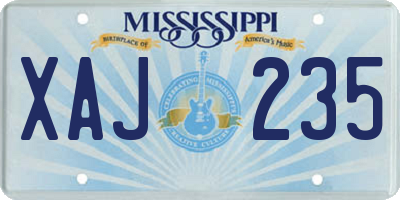 MS license plate XAJ235