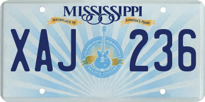 MS license plate XAJ236