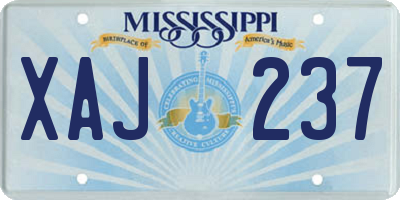 MS license plate XAJ237