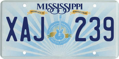 MS license plate XAJ239