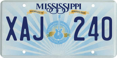 MS license plate XAJ240