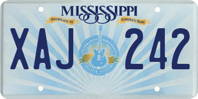MS license plate XAJ242