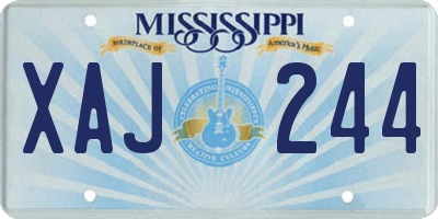 MS license plate XAJ244