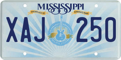 MS license plate XAJ250