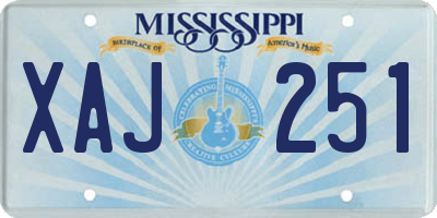 MS license plate XAJ251
