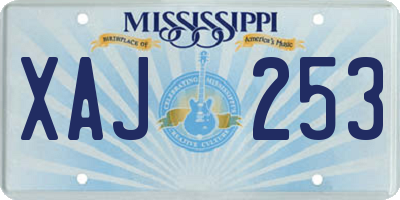 MS license plate XAJ253