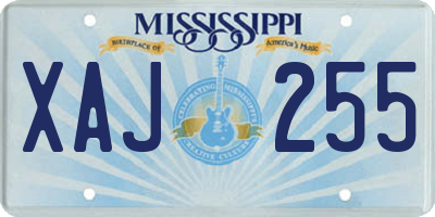 MS license plate XAJ255