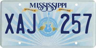 MS license plate XAJ257