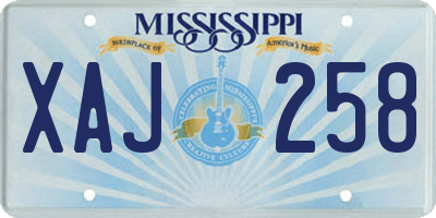 MS license plate XAJ258
