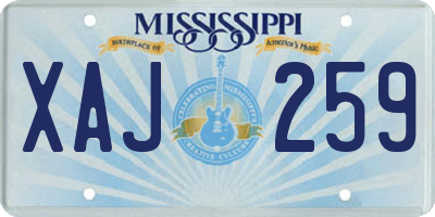 MS license plate XAJ259