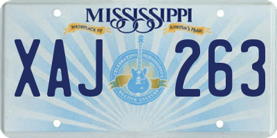 MS license plate XAJ263