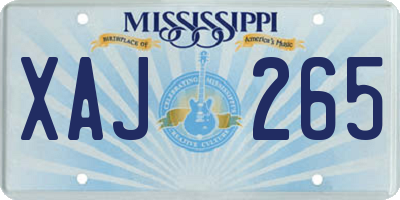 MS license plate XAJ265