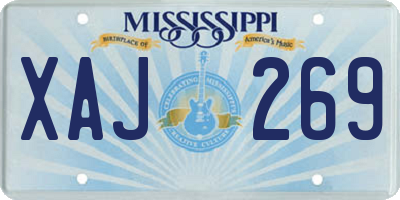 MS license plate XAJ269