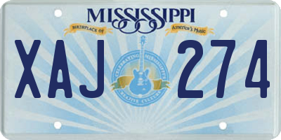 MS license plate XAJ274