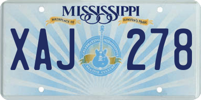 MS license plate XAJ278