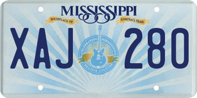 MS license plate XAJ280