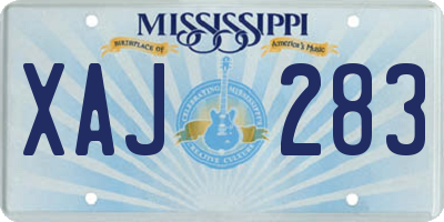 MS license plate XAJ283